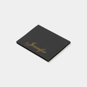 Post-it® Script de calligraphie en or noir personnalisé 