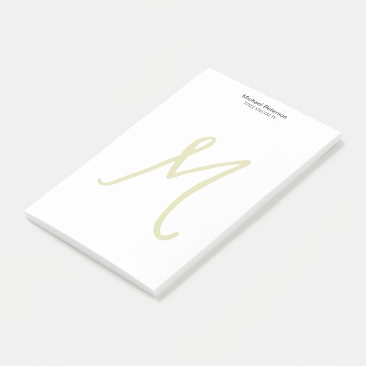 Post-it® Script de calligraphie Monogramme initial moderne (Incliné)