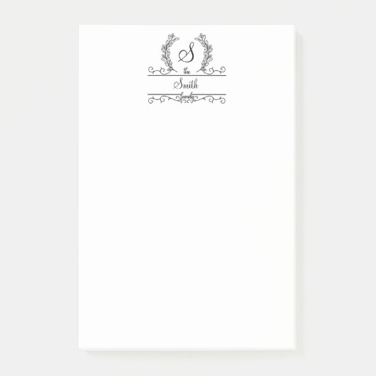 Post-it® Script de nom de famille monogramme (Devant)