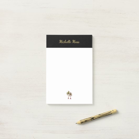 Post-it® Script de palmiers tropicaux de plage moderne (Sur un bureau)