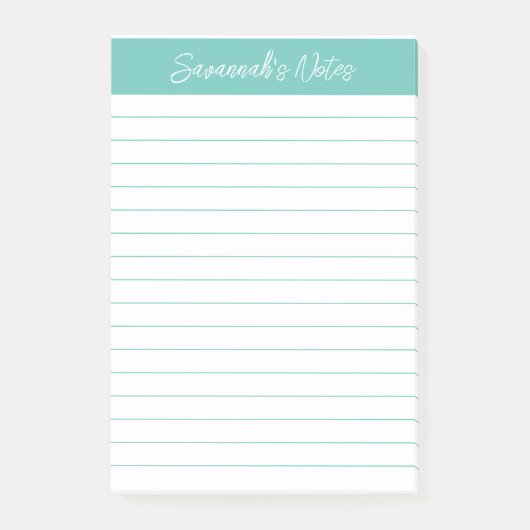 Post-it® Script Élégant Aqua Ligné Personnalisé (Devant)
