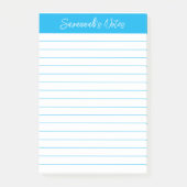 Post-it® Script Élégant Bleu Ciel Ligné Personnalisé (Devant)