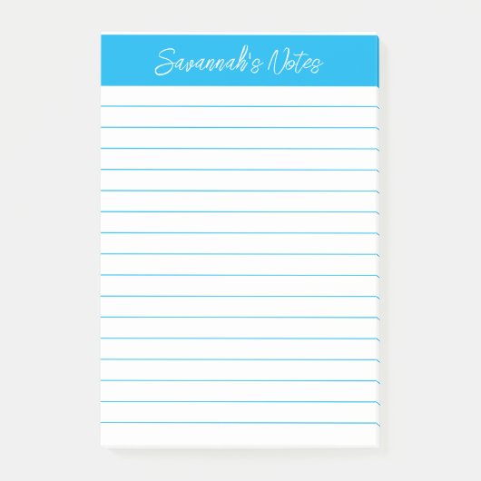Post-it® Script Élégant Bleu Ciel Ligné Personnalisé (Devant)