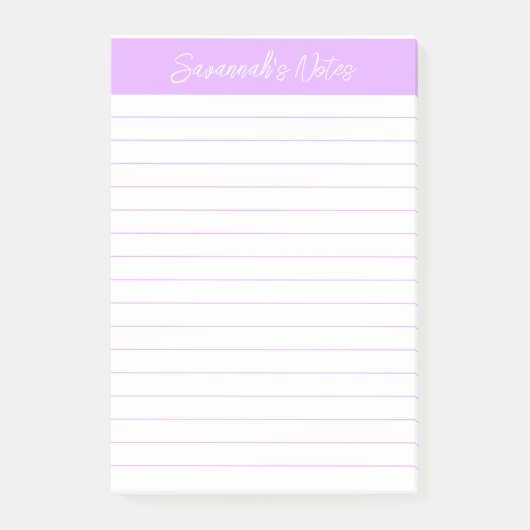 Post-it® Script Élégant Ligne Lavande Clair Personnalisé (Devant)
