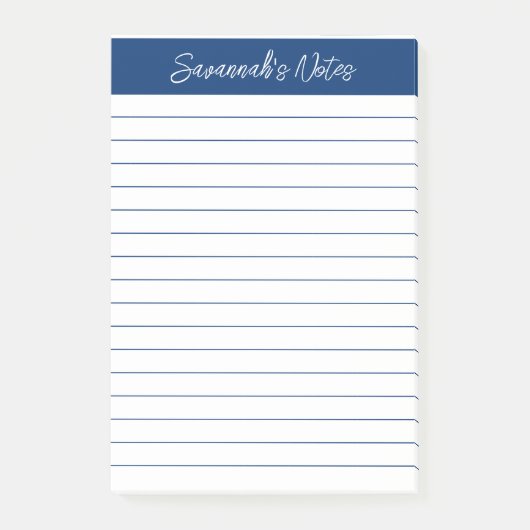 Post-it® Script Élégant Notes Personnalisées Ligne Bleu Mar (Devant)