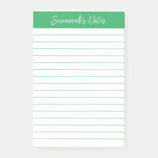 Post-it® Script Élégant Vert Ligné Personnalisé (Devant)