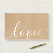Post-it® Script Kraft Rustique Amour (Sur un bureau)