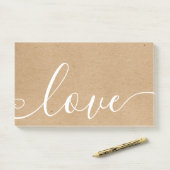 Post-it® Script Kraft Rustique Amour (Sur un bureau)