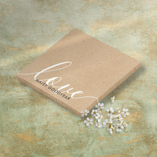 Post-it® Script Kraft Rustique Amour Nom Personnalisé