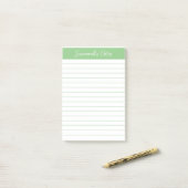Post-it® Script Medium Sage Green Lined Personalized (Sur un bureau)