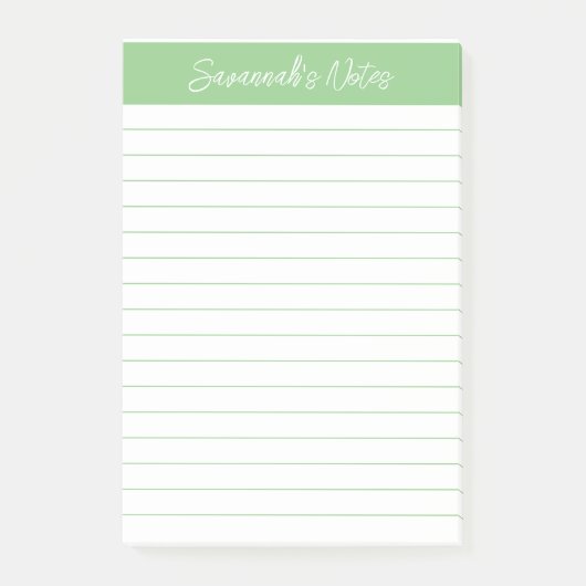 Post-it® Script Medium Sage Green Lined Personalized (Devant)