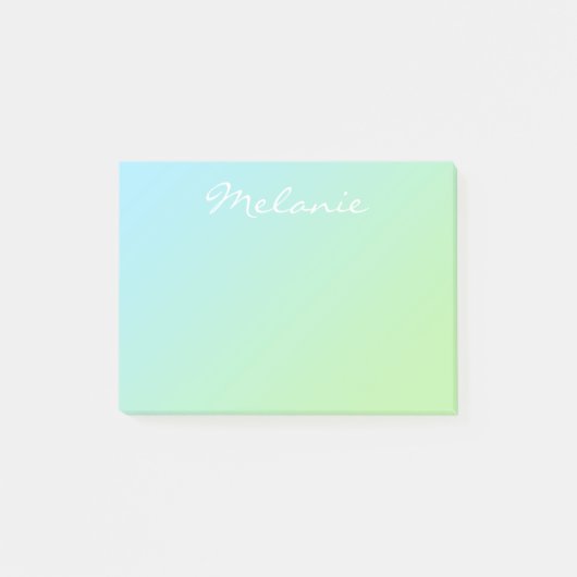 Post-it® Script moderne Aqua Blue Green Ombre (Devant)