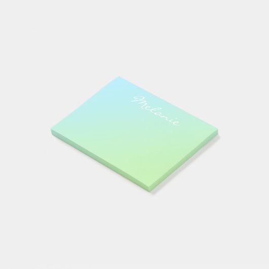 Post-it® Script moderne Aqua Blue Green Ombre (Incliné)