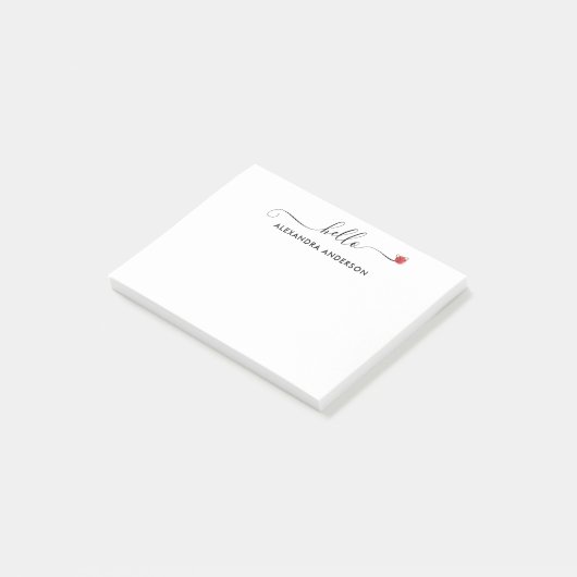 Post-it® Script moderne minimal Hello Coeur (Incliné)