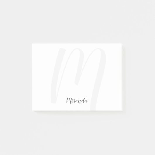 Post-it® Script moderne Monogramme personnalisé et nom (Devant)