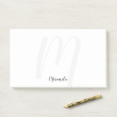 Post-it® Script moderne Monogramme personnalisé et nom (Sur un bureau)