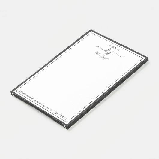 Post-it® Script Monogramme Blanc Gris Du Bureau De (Incliné)