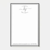 Post-it® Script Monogramme Blanc Gris Du Bureau De (Devant)