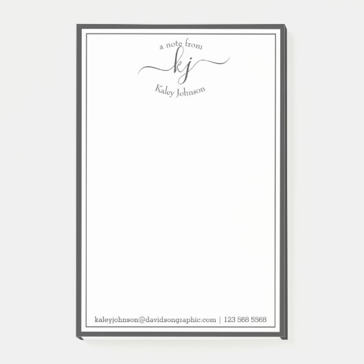 Post-it® Script Monogramme Blanc Gris Du Bureau De (Devant)
