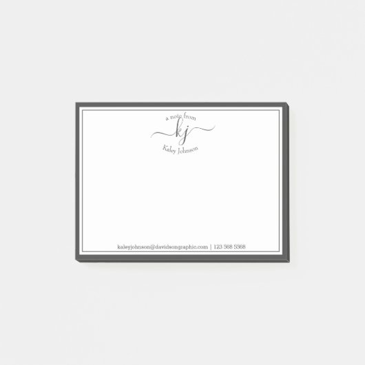 Post-it® Script Monogramme Blanc Gris Du Bureau De Post- (Devant)