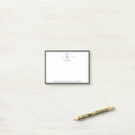 Post-it® Script Monogramme Blanc Gris Du Bureau De Post- (Sur un bureau)