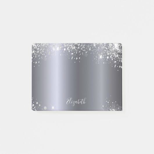 Post-it® Script monogramme de parties scintillant argent (Devant)
