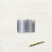Post-it® Script monogramme de parties scintillant argent (Sur un bureau)