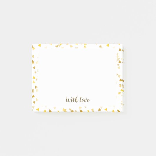 Post-it® Script With Love Cœurs Dorés (Devant)