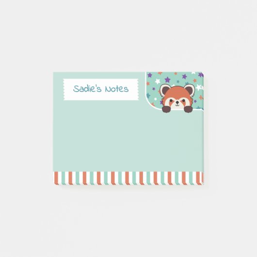 Post-it® Seafoam Green Cute Red Panda Peekabo Vos Notes (Devant)