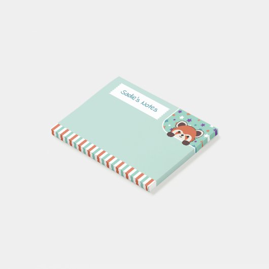 Post-it® Seafoam Green Cute Red Panda Peekabo Vos Notes (Incliné)