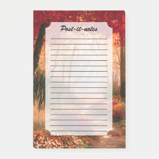 Post-it® Sentier de forêt automnal Paysage de soleil doré
