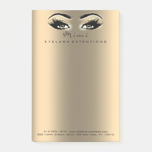 Post-it® Sepia Metallic Makeup Name Web Numéro de téléphone (Devant)