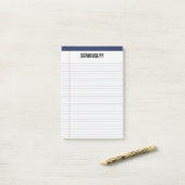 Post-it® "Sérieusement ?" Tampon blanc rayé 4X6 drôle (Sur un bureau)