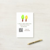 Post-it® Services de soins de pelouse ajoutez nom q r code (Sur un bureau)