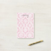 Post-it® Shabby Chic Damask Motif Pastel Rose Grey Nom (Sur un bureau)