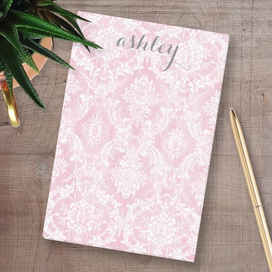 Post-it® Shabby Chic Damask Motif Pastel Rose Grey Nom