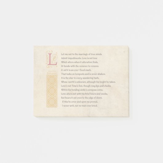 Post-it® Shakespeare Sonnet 116 (CXVI) sur Parchemin (Devant)
