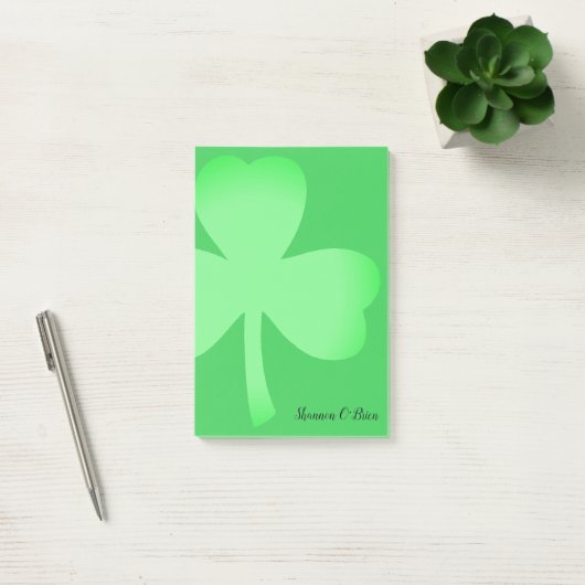 Post-it® Shamrock Vert moderne Script Monogramme Nom 4x6 (Bureau)