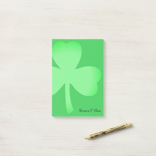 Post-it® Shamrock Vert moderne Script Monogramme Nom 4x6 (Sur un bureau)