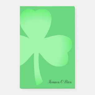 Post-it® Shamrock Vert moderne Script Monogramme Nom 4x6
