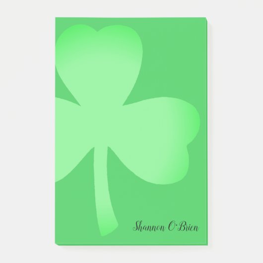 Post-it® Shamrock Vert moderne Script Monogramme Nom 4x6 (Devant)