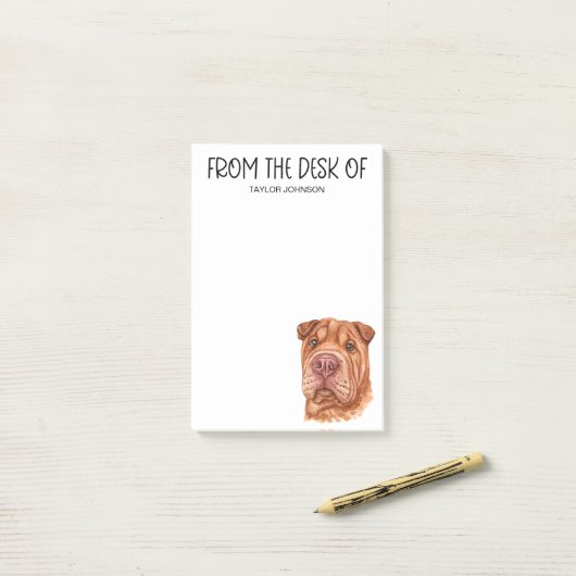 Post-it® Shar Pei Lover (Sur un bureau)