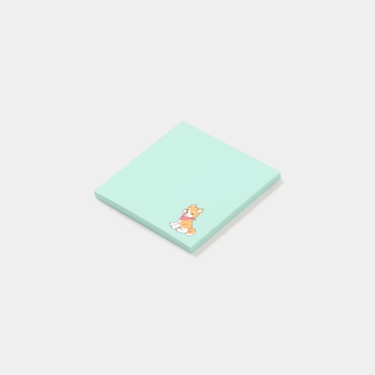 Post-it® Shiba Inu, chien coquelet mignon, en vert (Incliné)