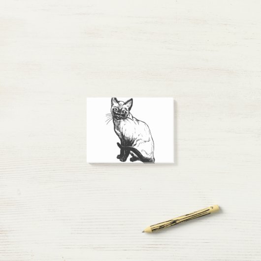 Post-it® Siamese Chat Feline Animal assis Siamese Kitty (Sur un bureau)