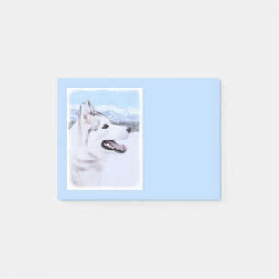 Post-it® Sibérie Husky (argent et blanc) Peinture Chien Art