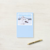 Post-it® Sibérie Husky (argent et blanc) Peinture Chien Art (Sur un bureau)