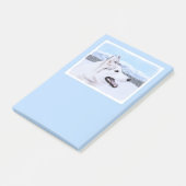 Post-it® Sibérie Husky (argent et blanc) Peinture Chien Art (Incliné)