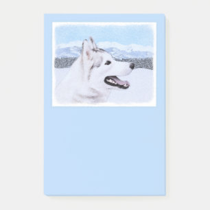 Post-it® Sibérie Husky (argent et blanc) Peinture Chien Art