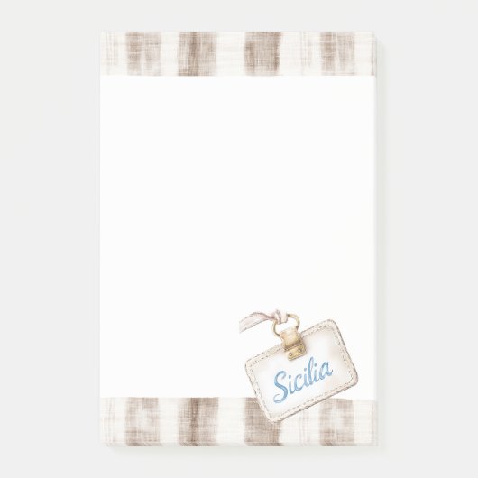 Post-it® Sicile Crème Brun Rustique Rayures (Devant)