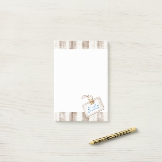 Post-it® Sicily Cream Rustic Brown Stripes (Sur un bureau)